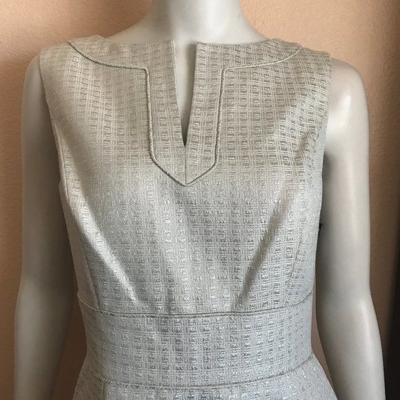 NWT Tahari Ivory Silver Jacquard Sheath Dress - Picture 7 of 9